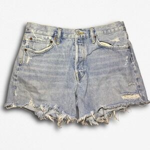 Agolde Parker High Rise Distressed Denim Shorts Light Wash Cut Offs Size 30